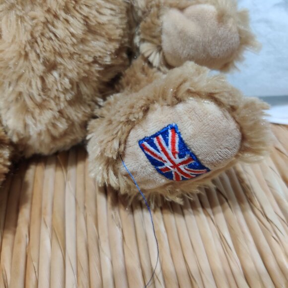 British Museum Teddy Bear Plush UK Flag Columns Embroidered Feet Tan 8" Soft Toy - Picture 4 of 7